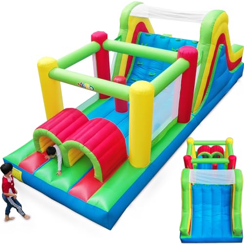 YARD Bounce House for Big Kids 5-12, 21.3'x9.2'x7.9' Inflatable Obstacle Course Bouncy Castle with Large Slide for Ages 3-6,8-12, Jump House with 750w Blower for Outdoor Party